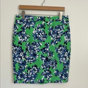 J. Crew The Pencil Skirt Floral Green and Blue Women's